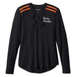 NWT‎ Harley-Davidson® Women's Iconic Black Long Sleeve Henley - Size Small